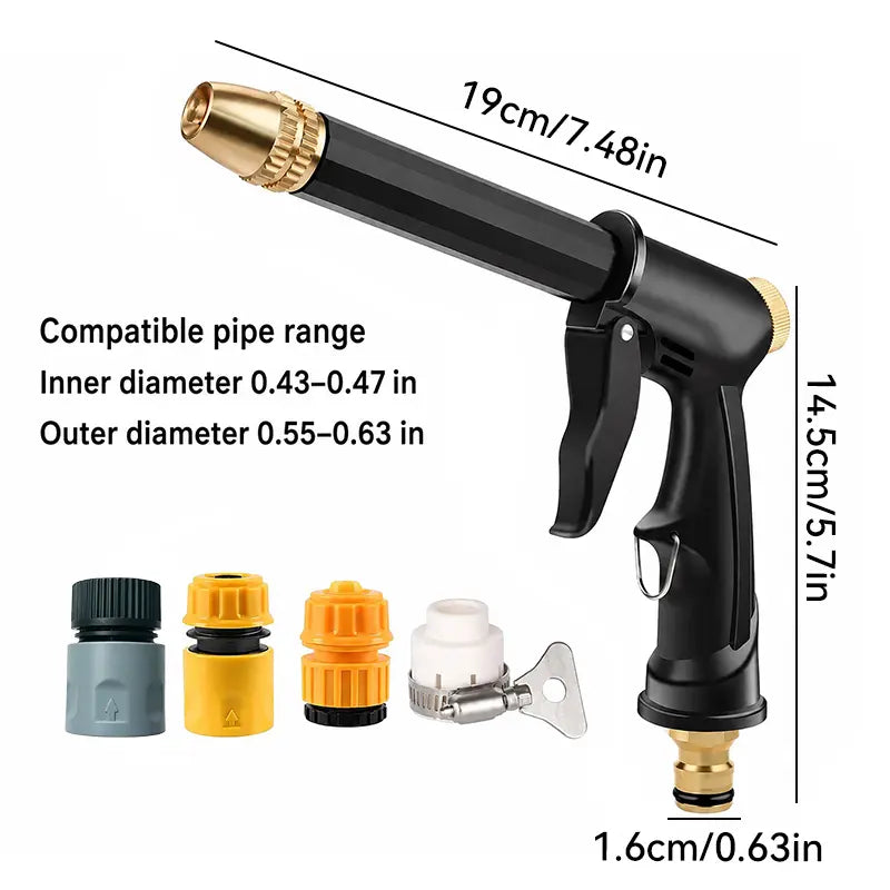 🔥Hot Sales 49% OFF💦High Pressure Garden Hose Nozzle Spray Gun with Brass Adjustable Nozzle