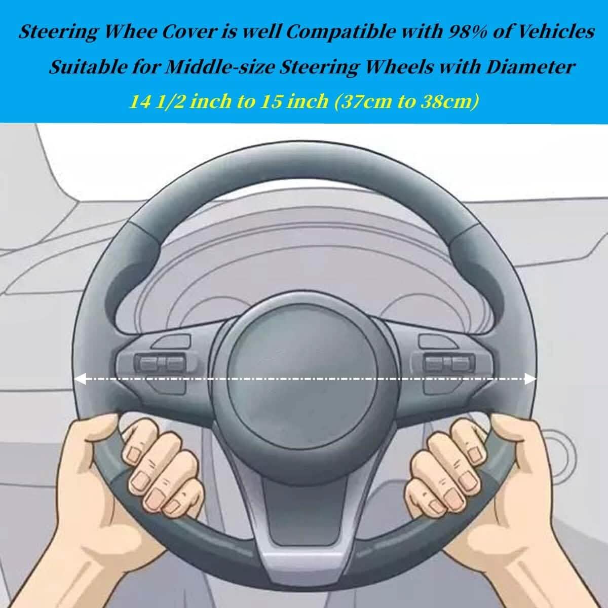 Bling Leather Steering Wheel Cover — Non-Slip, All-Season