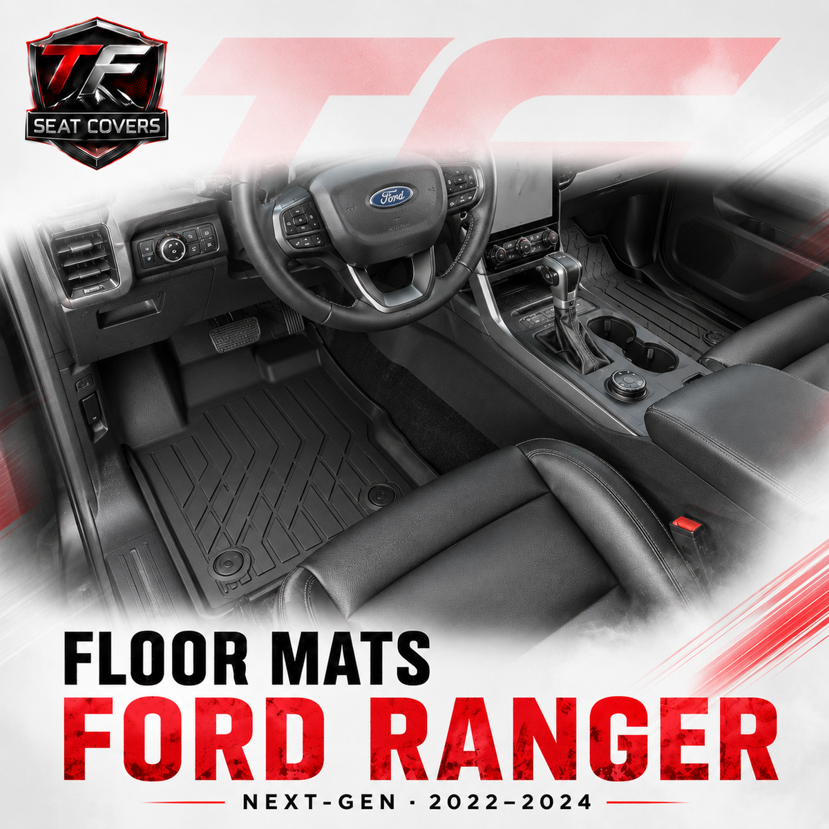 Sharkskin Custom-Fit Ford Ranger Next-Gen 2022–2024 All-Weather Floor Mats - main thumbnail 20260723
