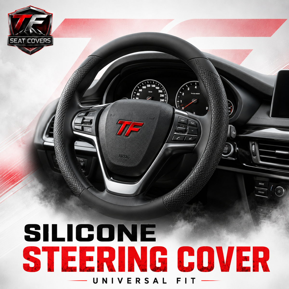 Silicone Steering Wheel Cover — Anti-Slip, Universal Fit - dashboard