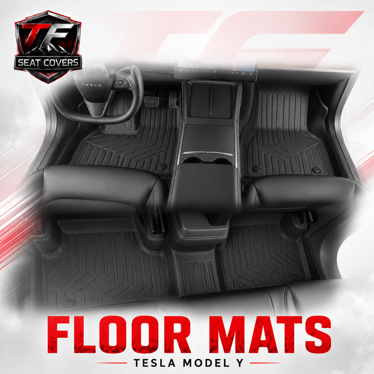 Sharkskin Custom-Fit Tesla Model Y (5-Seater) All-Weather Floor Mats - front