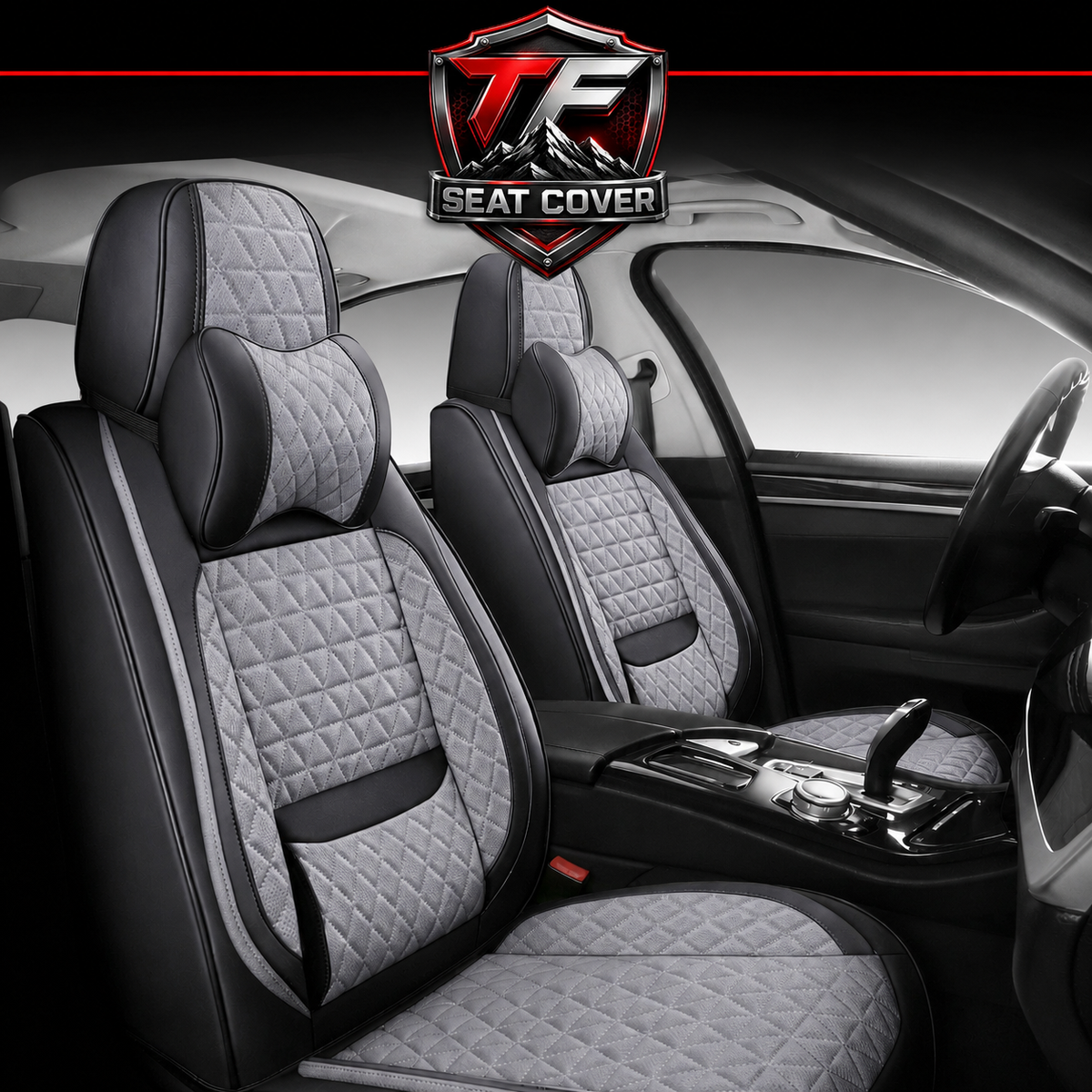 Premium Nappa Leather Seat Covers | Custom Fit for Cars, SUVs & Trucks - Black & Grey / Front Seats Only variant image 20260723-r4