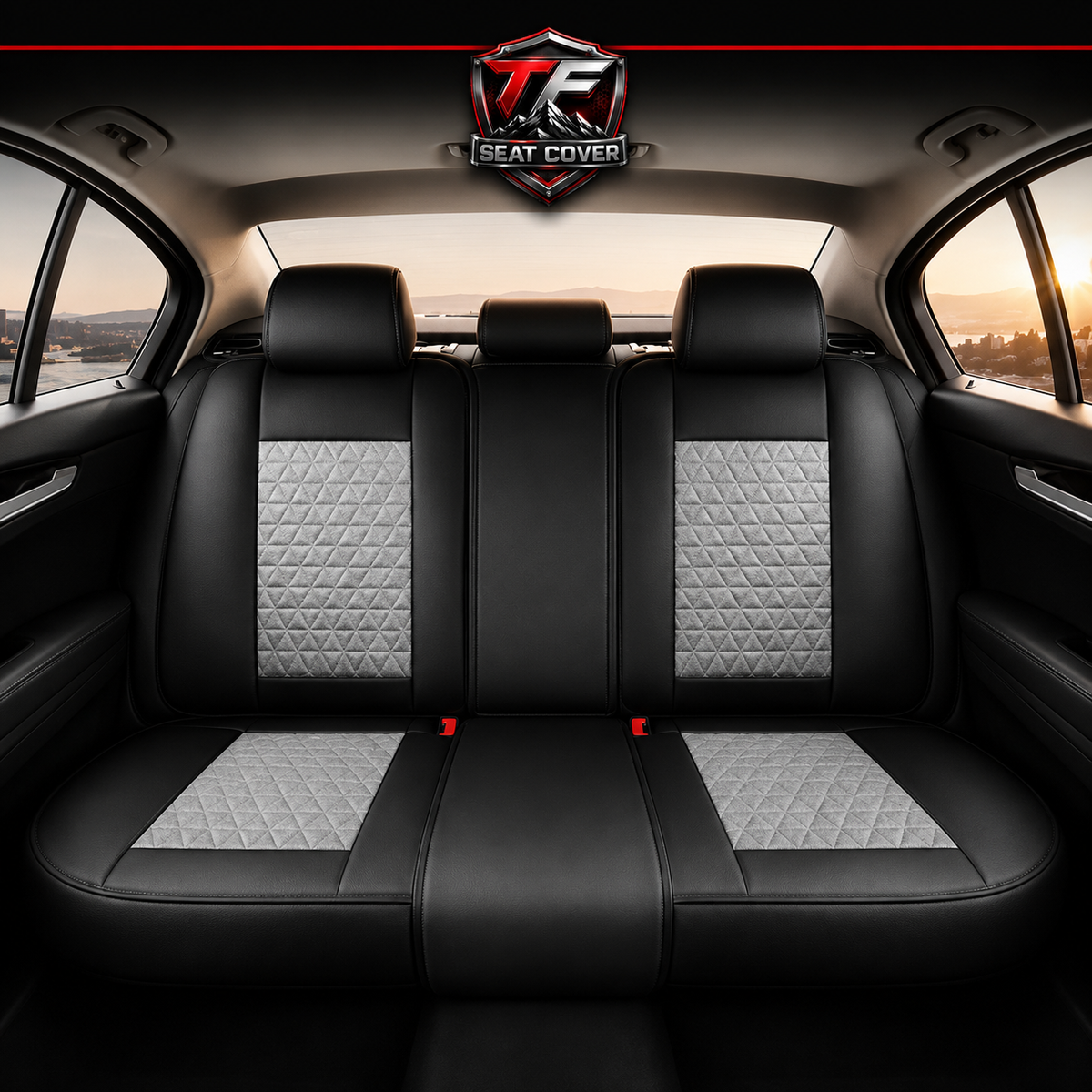 Premium Nappa Leather Seat Covers | Custom Fit for Cars, SUVs & Trucks - Black & Grey / Rear Seats Only variant image 20260723-r5