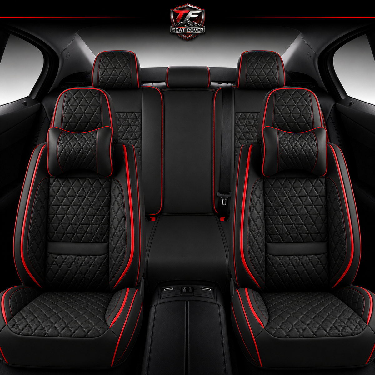 Premium Nappa Leather Seat Covers | Custom Fit for Cars, SUVs & Trucks - Black & Red Line / Front & Rear Seats variant image 20260723-r4