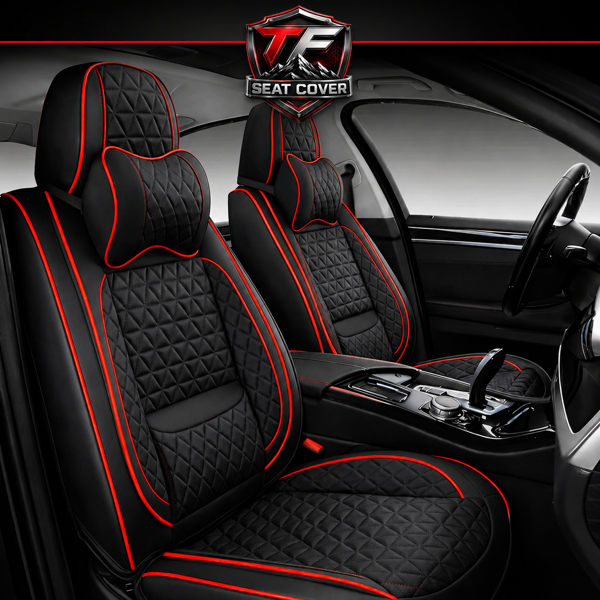 Premium Nappa Leather Seat Covers | Custom Fit for Cars, SUVs & Trucks - Black & Red Line / Front Seats Only variant image 20260723-r4