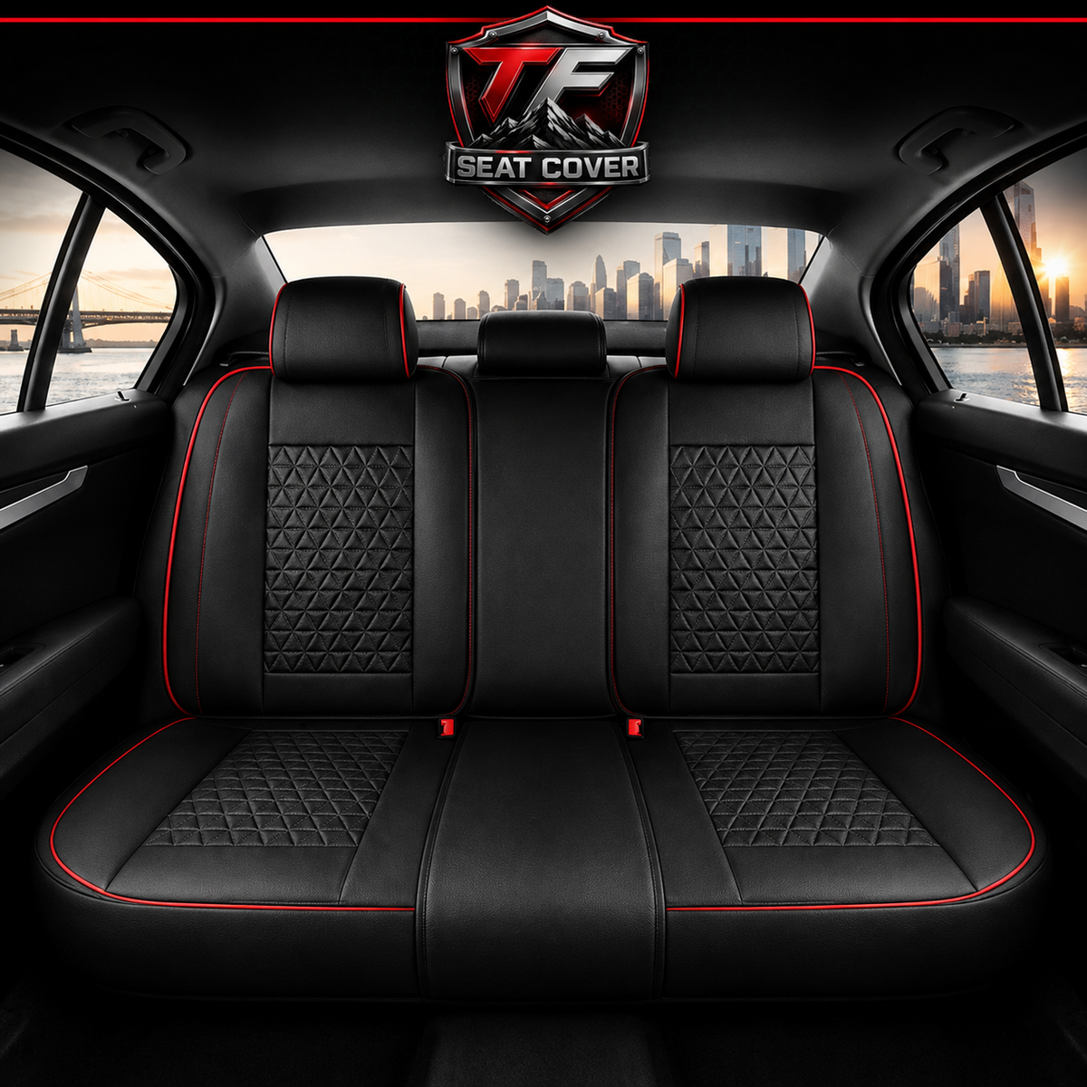 Premium Nappa Leather Seat Covers | Custom Fit for Cars, SUVs & Trucks - Black & Red Line / Rear Seats Only variant image 20260723-r5