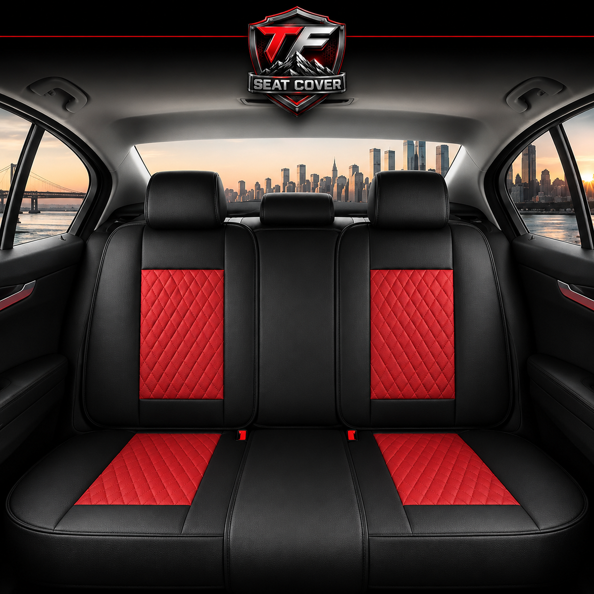 Premium Nappa Leather Seat Covers | Custom Fit for Cars, SUVs & Trucks - Black & Red / Rear Seats Only variant image 20260723-r5