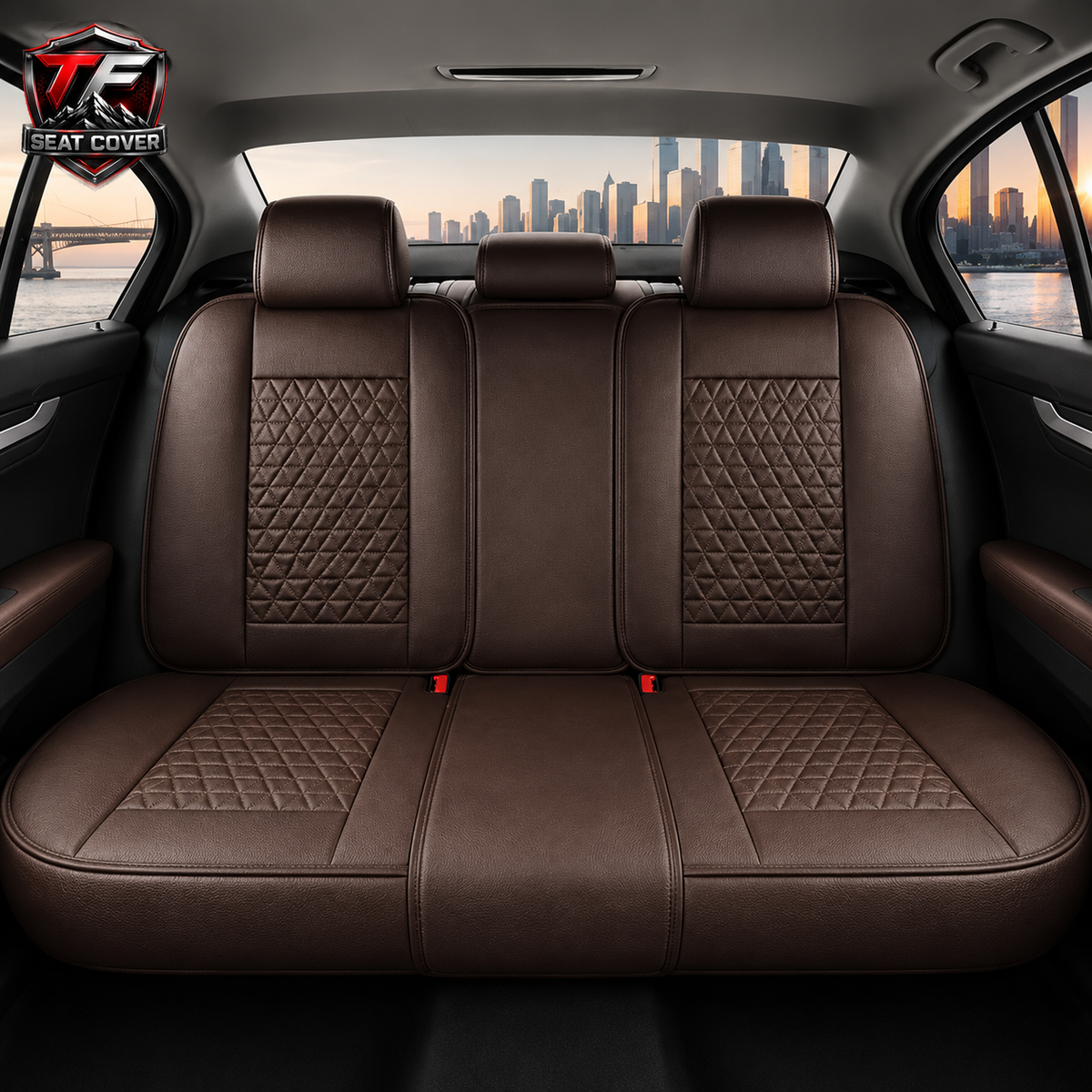 Premium Nappa Leather Seat Covers | Custom Fit for Cars, SUVs & Trucks - Brown Coffe / Rear Seats Only variant image 20260724-r1