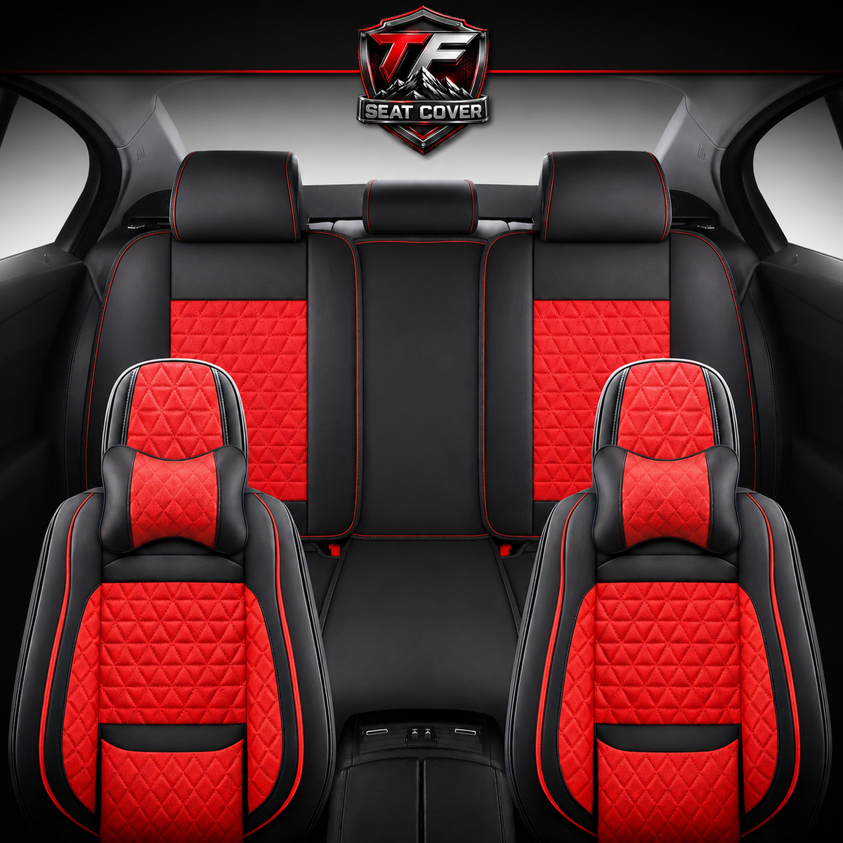 Premium Nappa Leather Seat Covers | Custom Fit for Cars, SUVs & Trucks - Red & Black / Front & Rear Seats variant image 20260723-r4