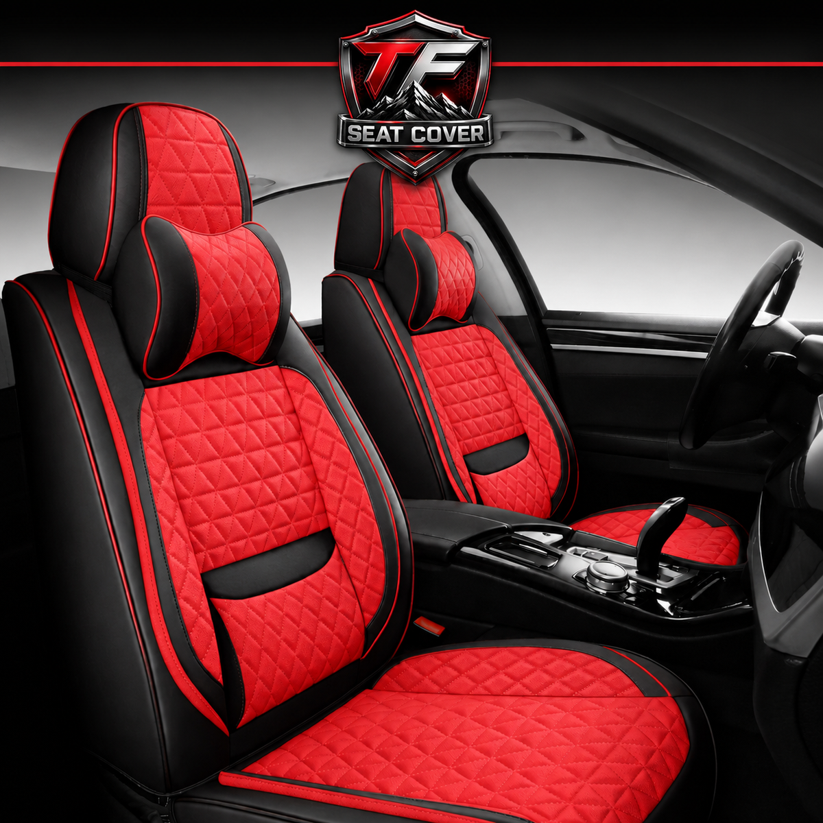 Premium Nappa Leather Seat Covers | Custom Fit for Cars, SUVs & Trucks - Red & Black / Front Seats Only variant image 20260723-r4