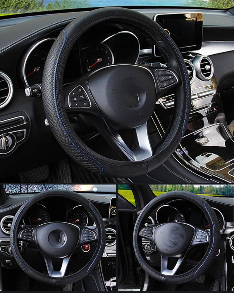 Microfiber Leather Steering Wheel Cover — Embossed, Breathable & Anti-Slip