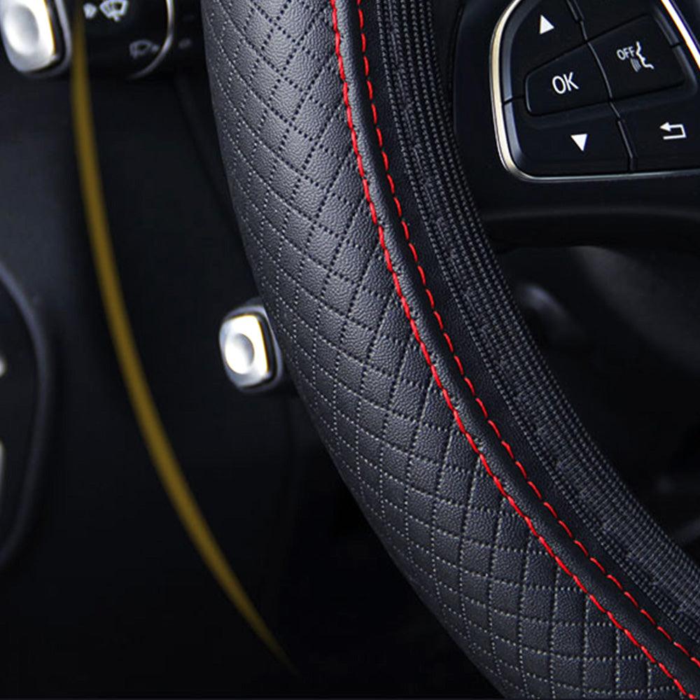 Microfiber Leather Steering Wheel Cover — Embossed, Breathable & Anti-Slip