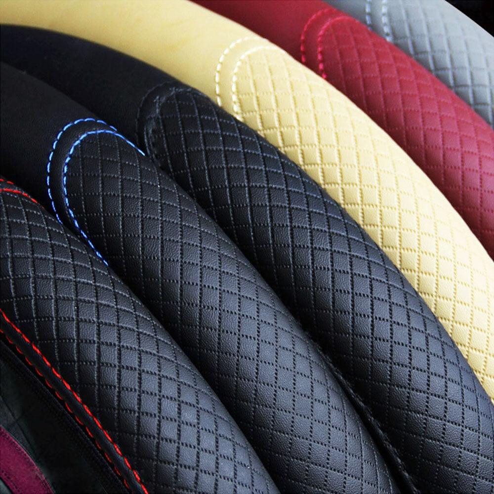 Microfiber Leather Steering Wheel Cover — Embossed, Breathable & Anti-Slip